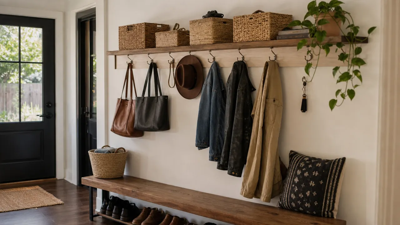 10 Entryway Clutter Problems a Wall-Mount Coat Rack Solves