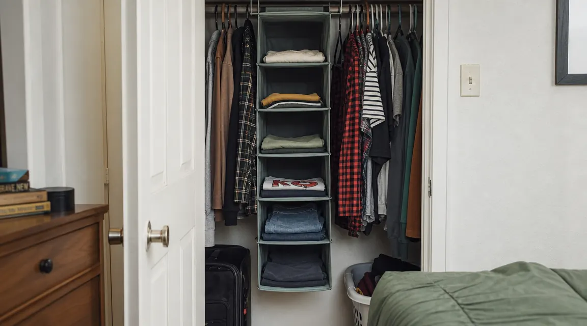 How to Organize a Small Closet With Hanging Shelves (Step by Step)